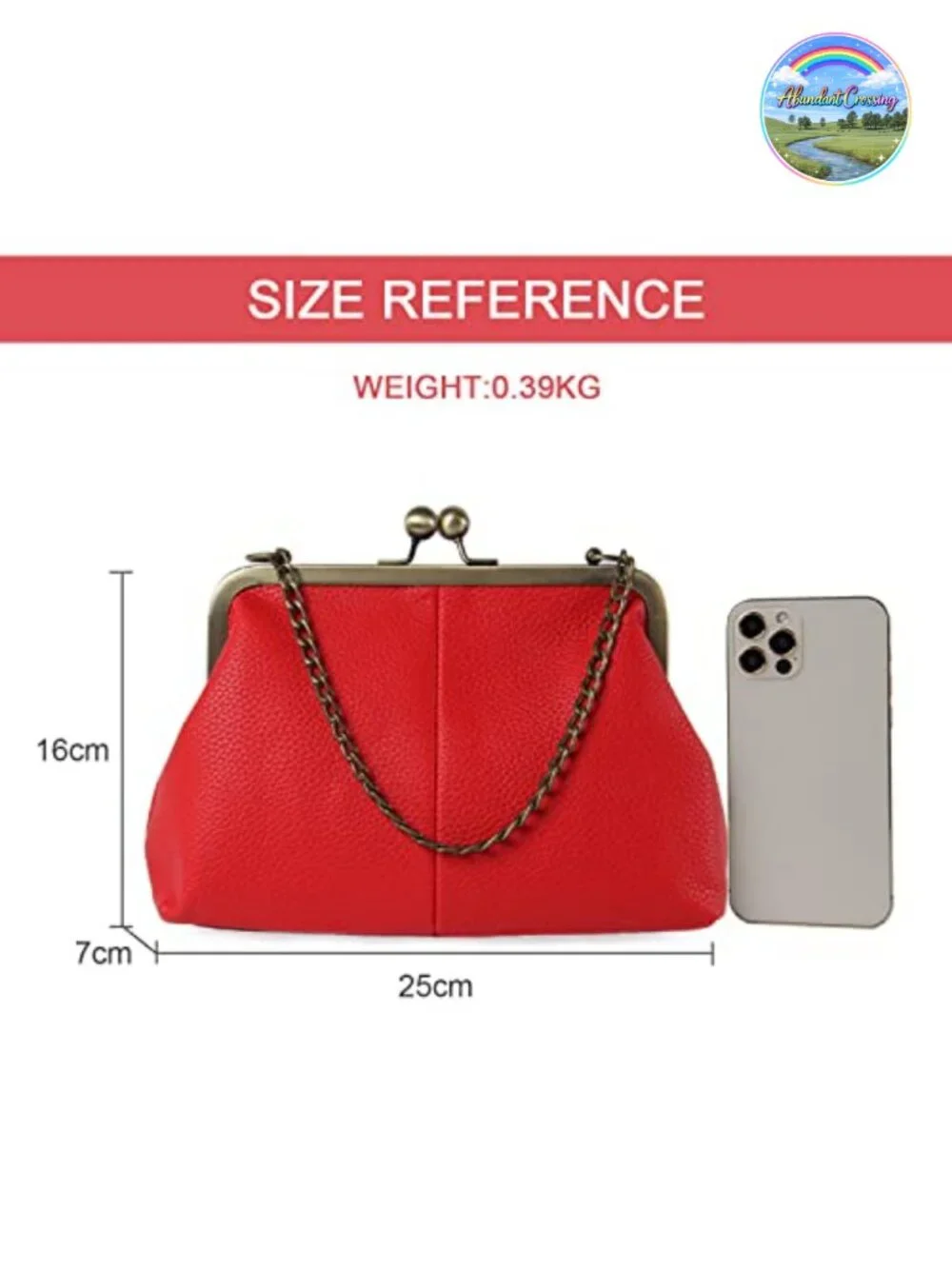 Lanpet Womens Kiss Lock Clutch PU Leather Crossbody Bag with Chain Strap